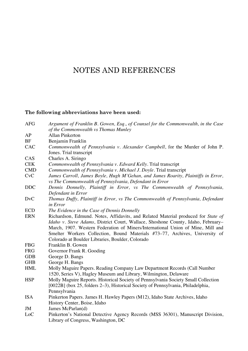 Notes and References