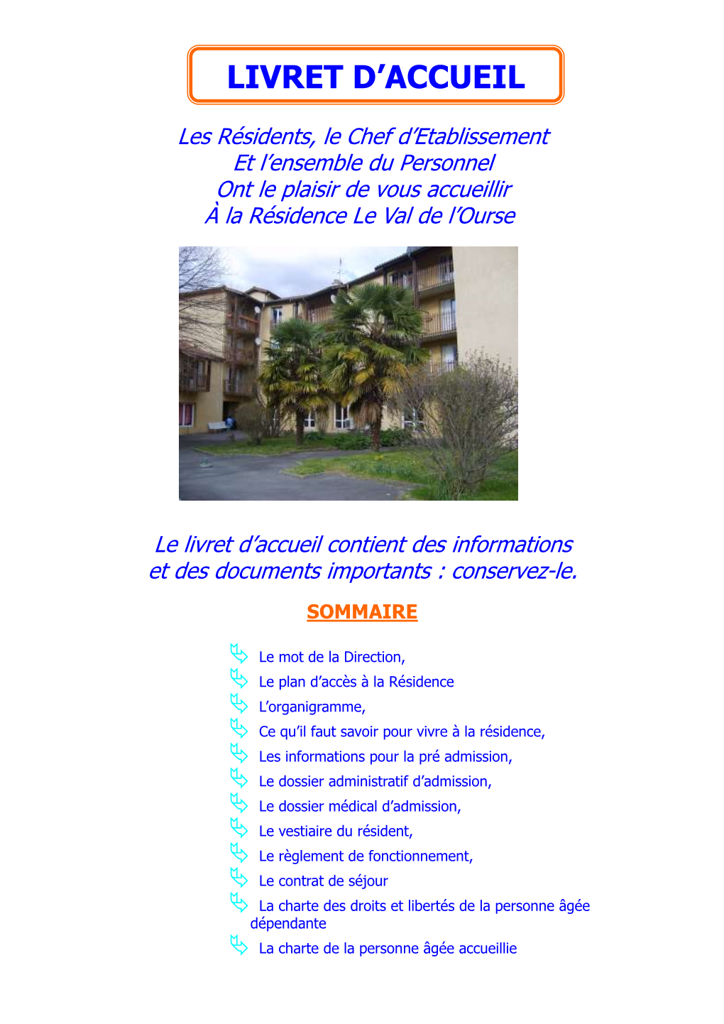 Livret D'accueil