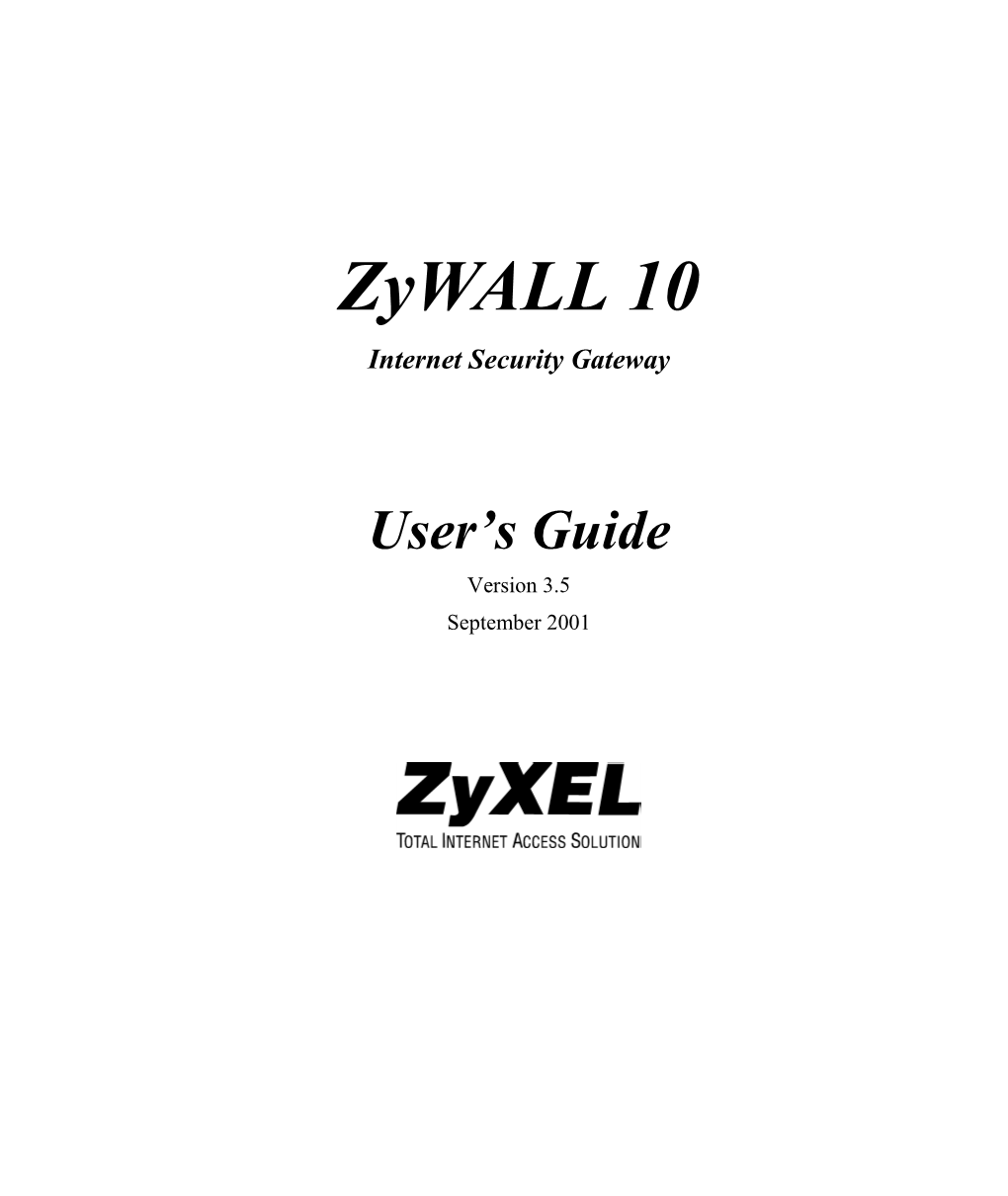Zywall 10 Internet Security Gateway