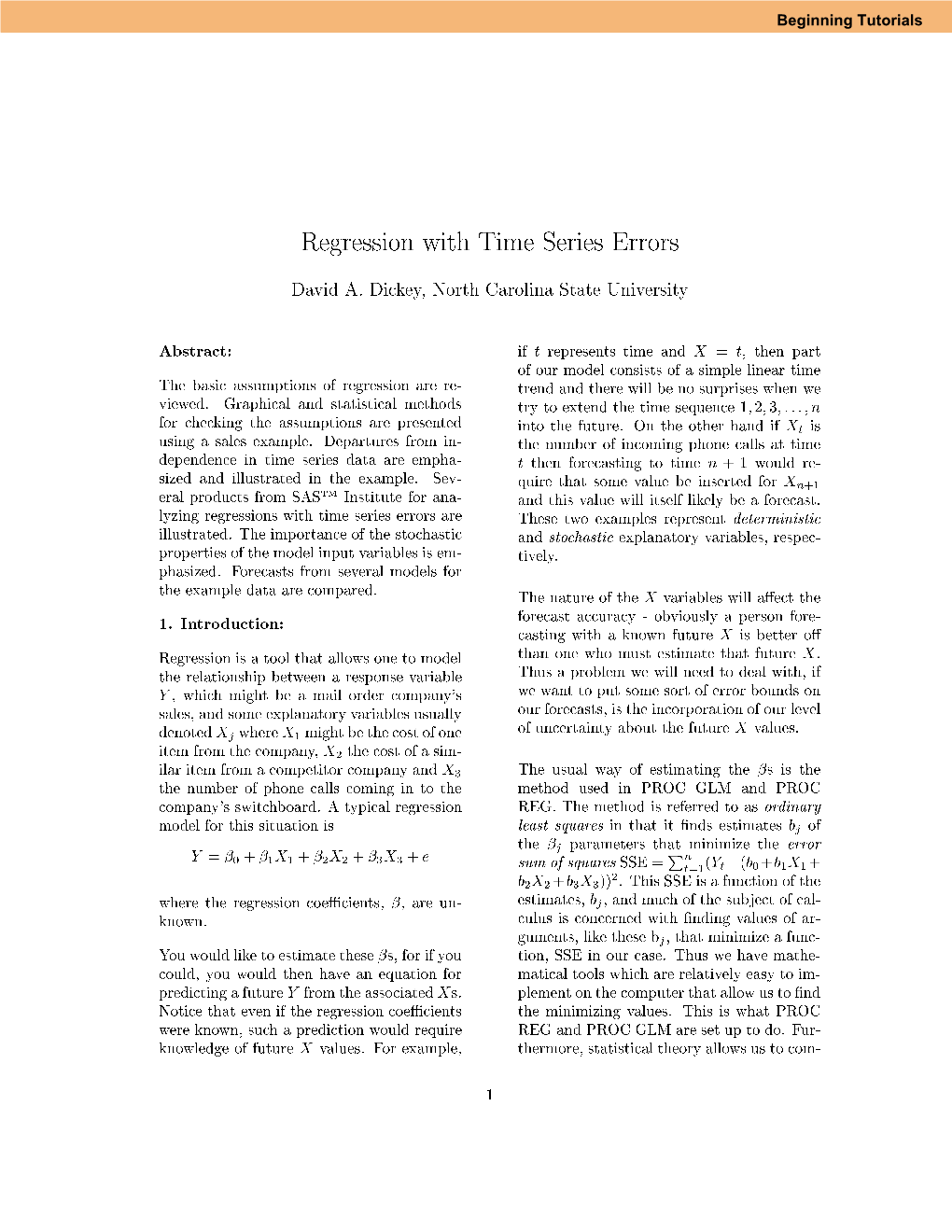 SUGI 23: Regression with Time-Series Errors