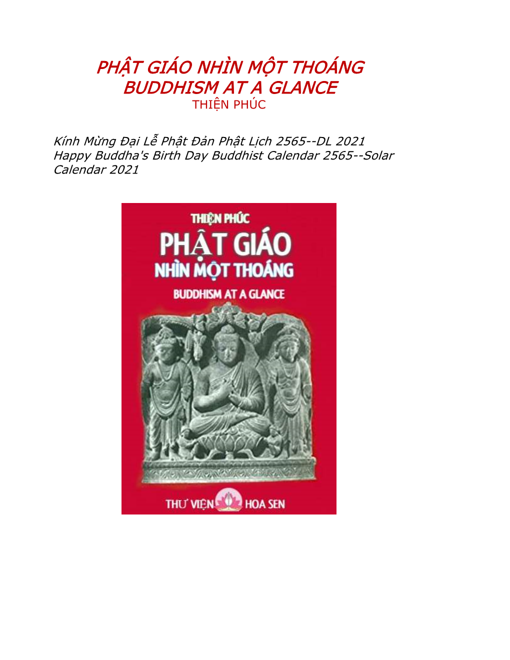 Phật Giáo Nhìn Một Thoáng Buddhism at a Glance Thiện Phúc