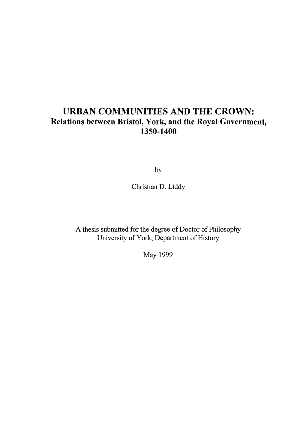 Relations Between Bristol, York, and the Royal Government, 1350-1400