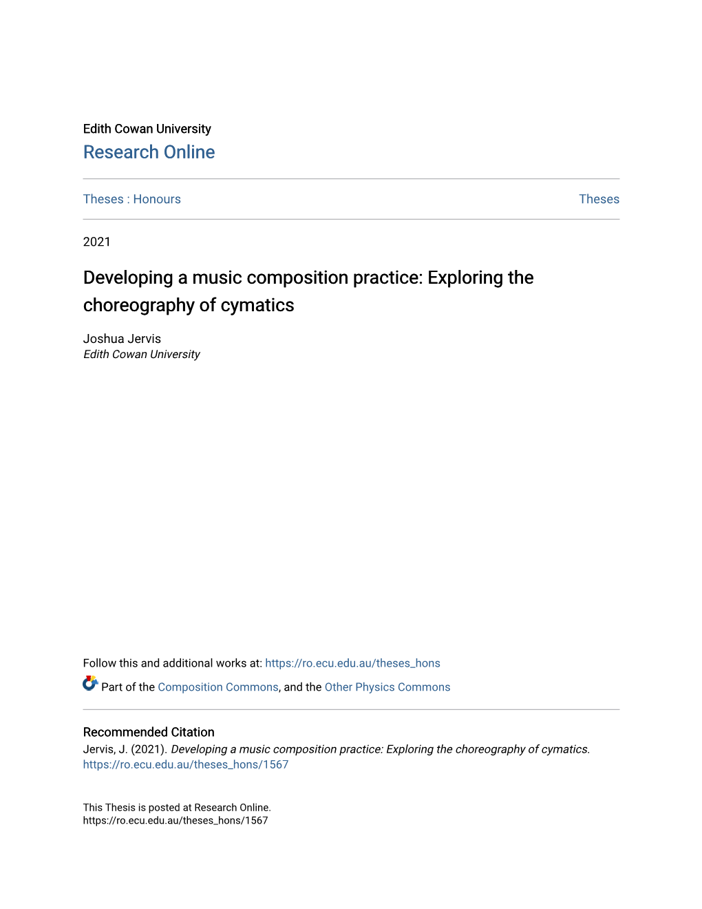 Developing a Music Composition Practice: Exploring the Choreography of Cymatics