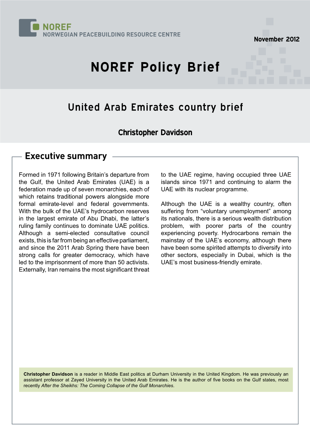 United Arab Emirates Country Brief