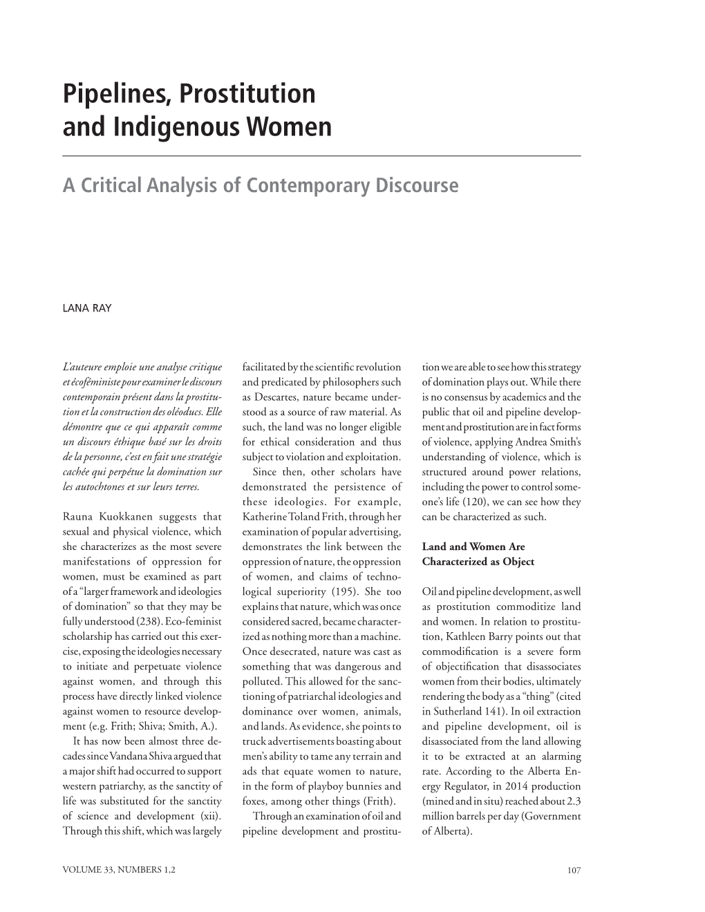Pipelines, Prostitution and Indigenous Women