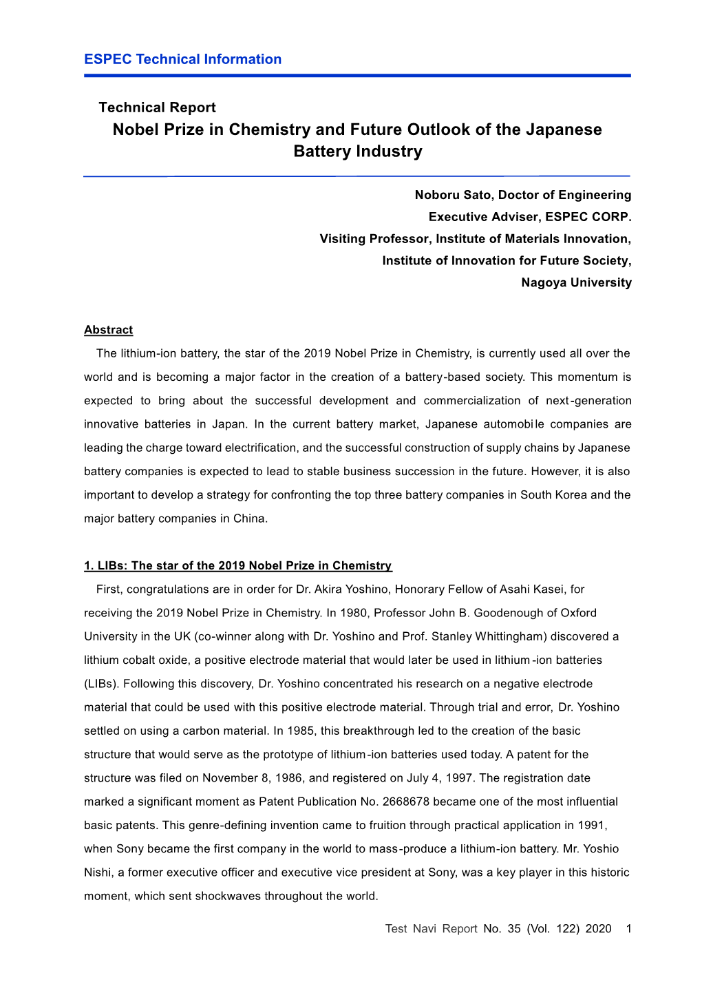 Nobel Prize in Chemistry and Future Outlook of the Japanese Battery Industry