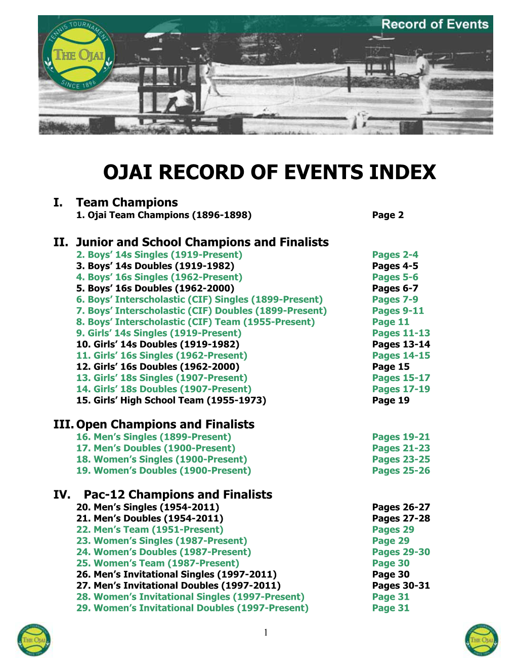 Ojai Record of Events Index