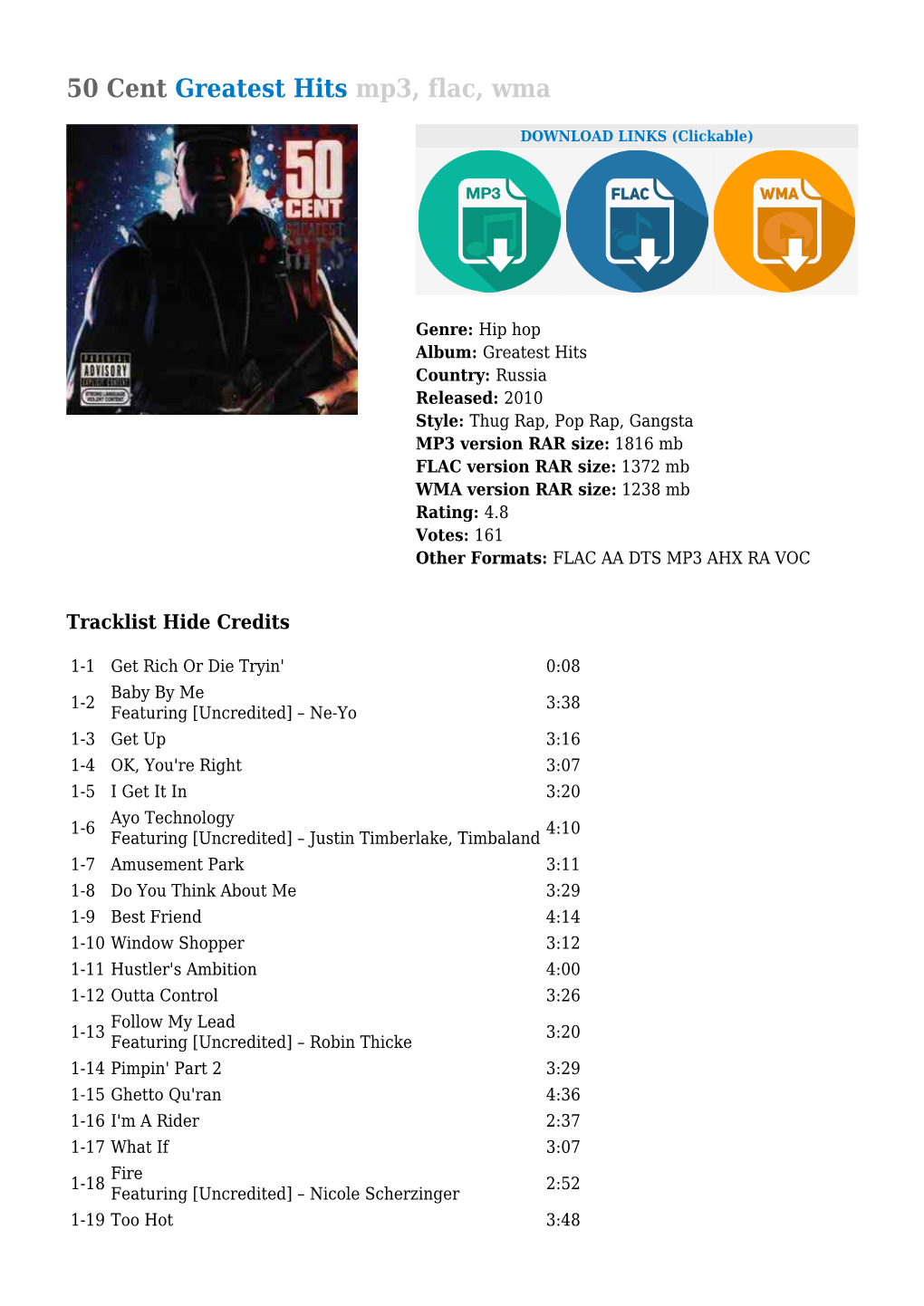 50 Cent Greatest Hits Mp3, Flac, Wma