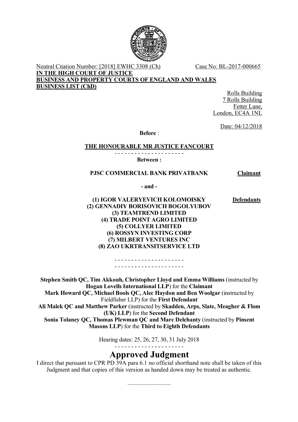 High Court Judgment Template