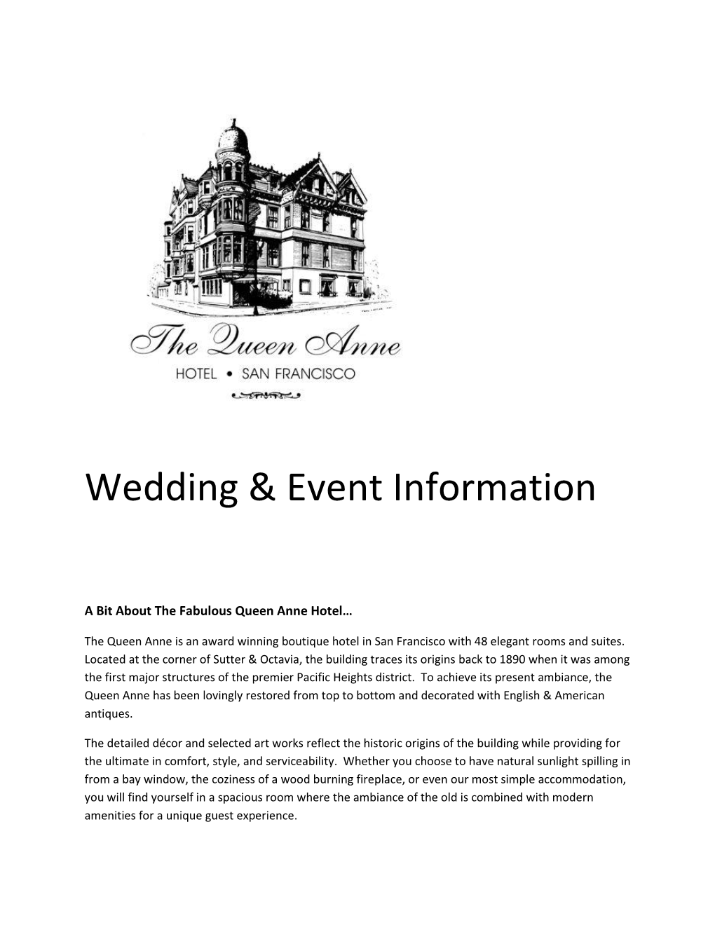 Wedding & Event Information