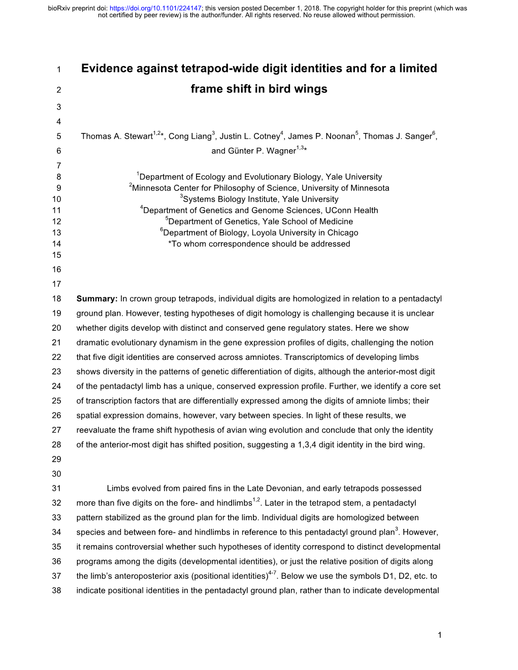 Evidence Against Tetrapod-Wide Digit Identities and for a Limited Frame Shift in Bird Wings