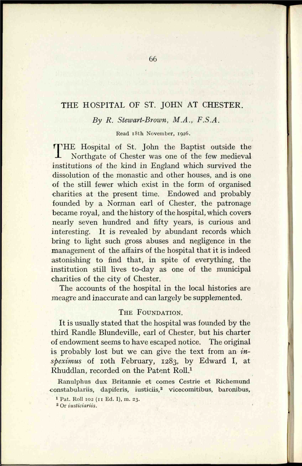 The Hospital of St. John at Chester