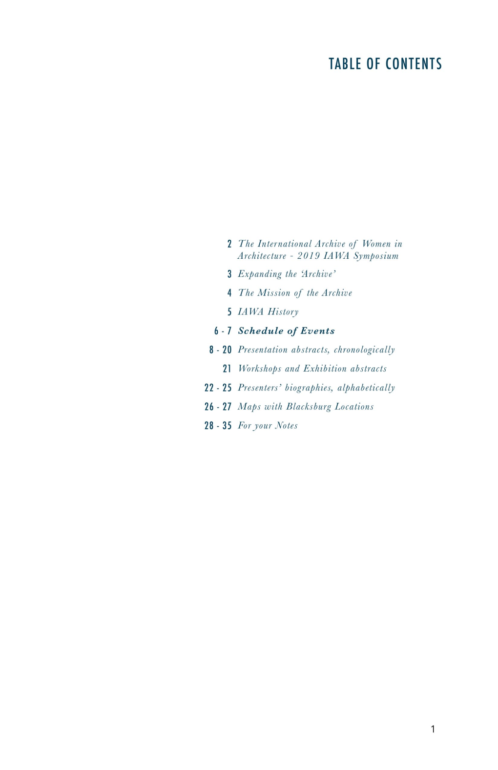 Table of Contents