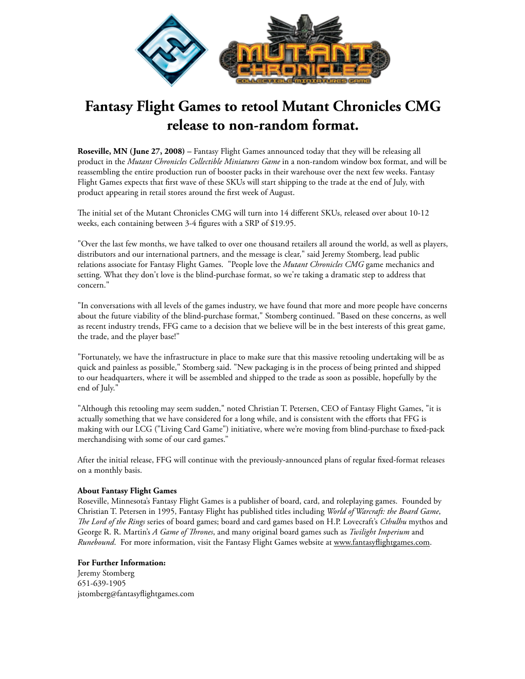 2008 Press Release Mutant Chronicles Format