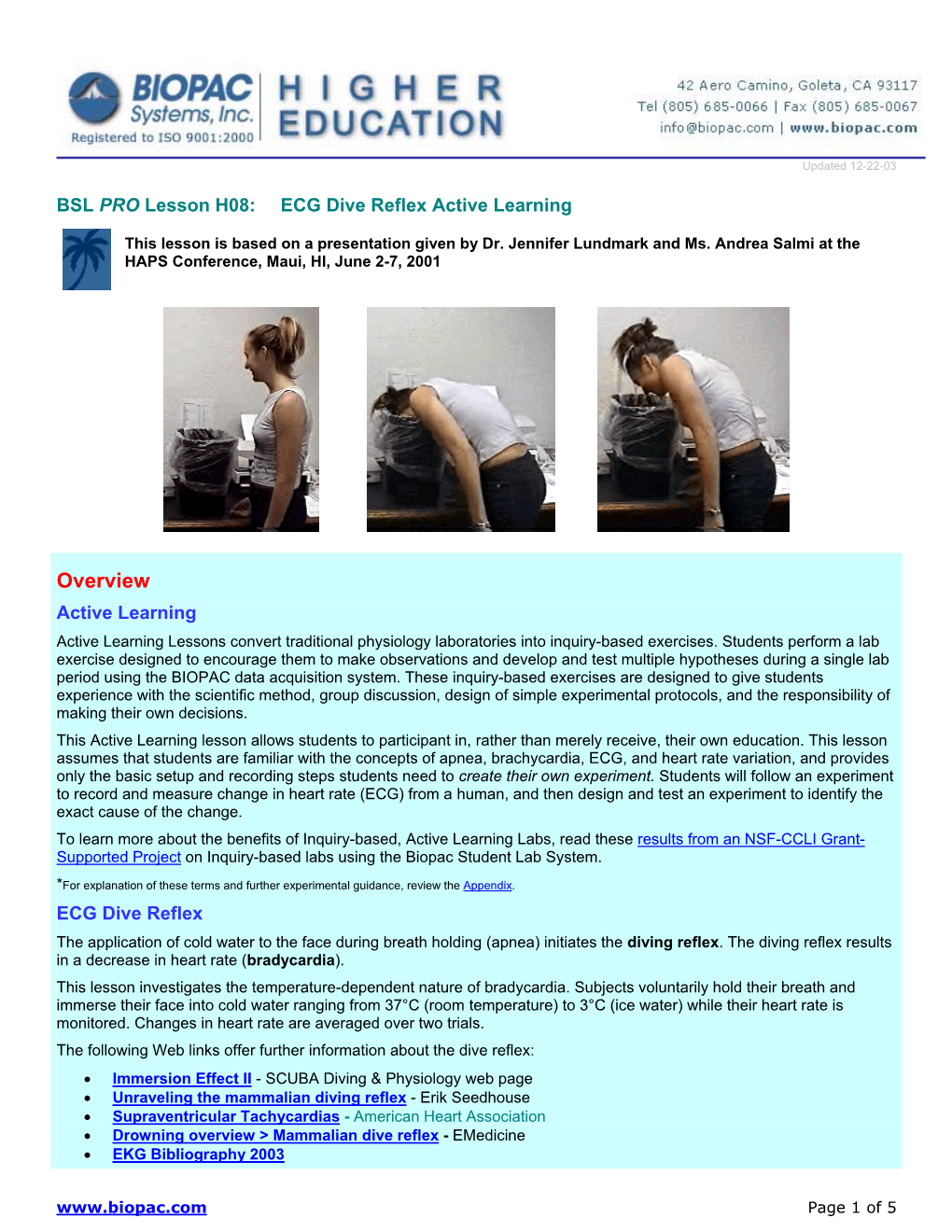 BSL PRO Lesson H08: ECG Dive Reflex Active Learning