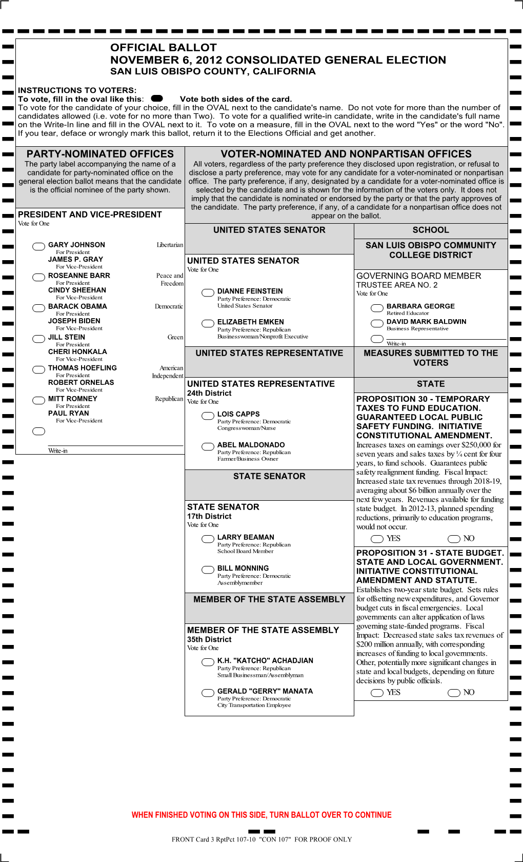 Sample Ballot Booklet, at Their Own Expense