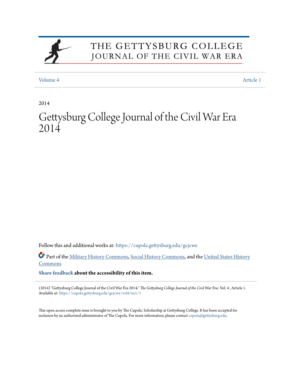 Gettysburg College Journal of the Civil War Era 2014