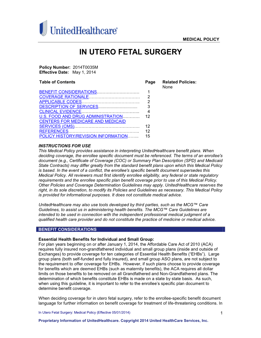 In Utero Fetal Surgery