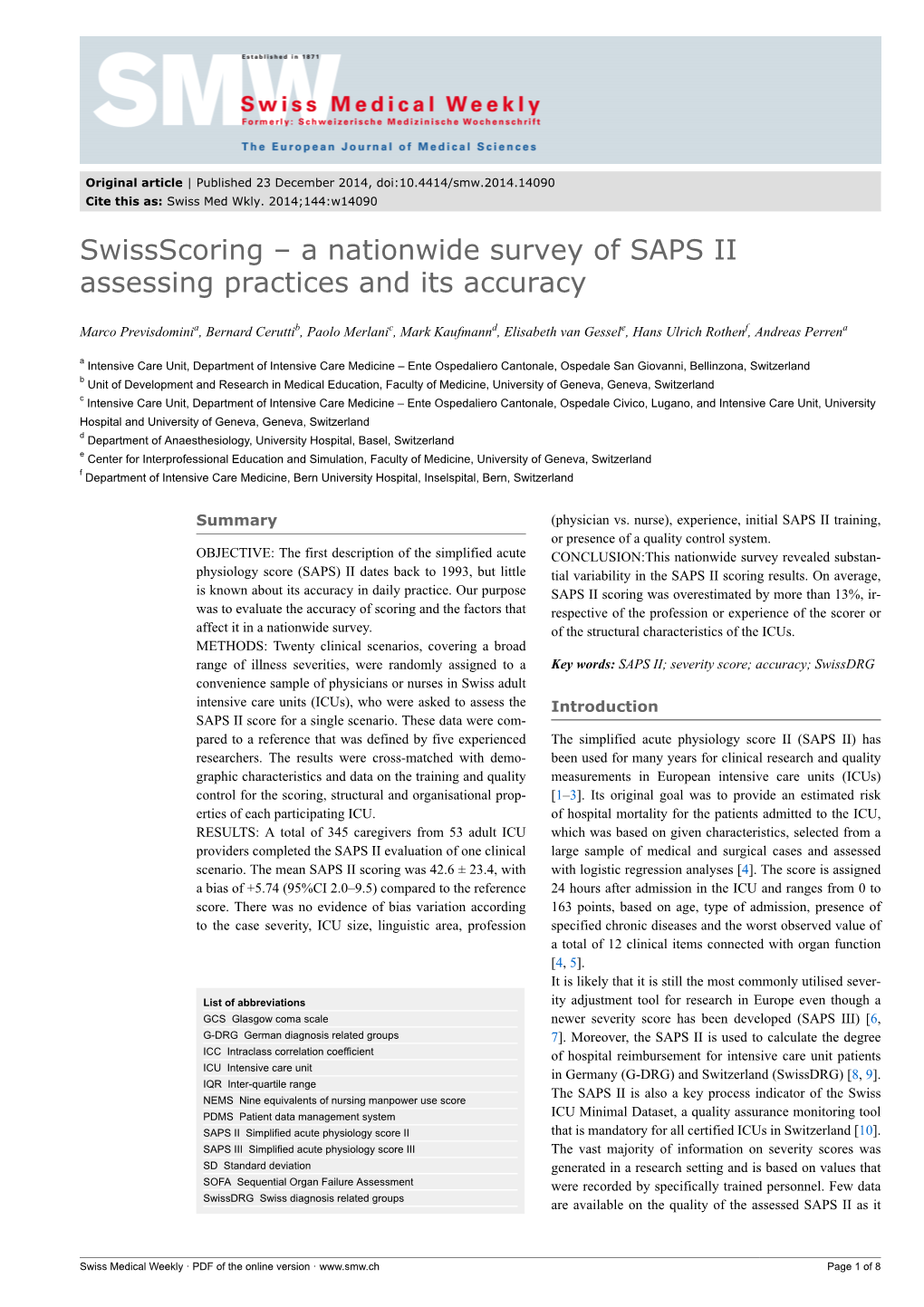 A Nationwide Survey of SAPS II Assessing Practices and Its Accuracy