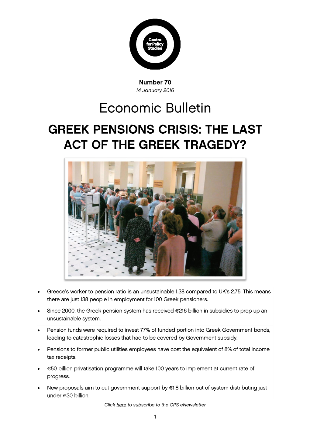 Greek Pensions Crisis: the Last Act of the Greek Tragedy?