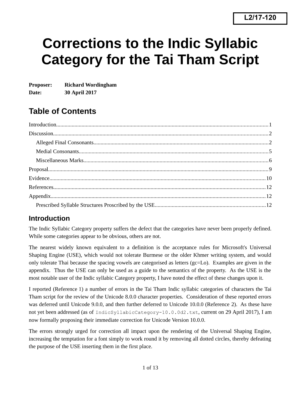 Corrections to the Indic Syllabic Category for the Tai Tham Script