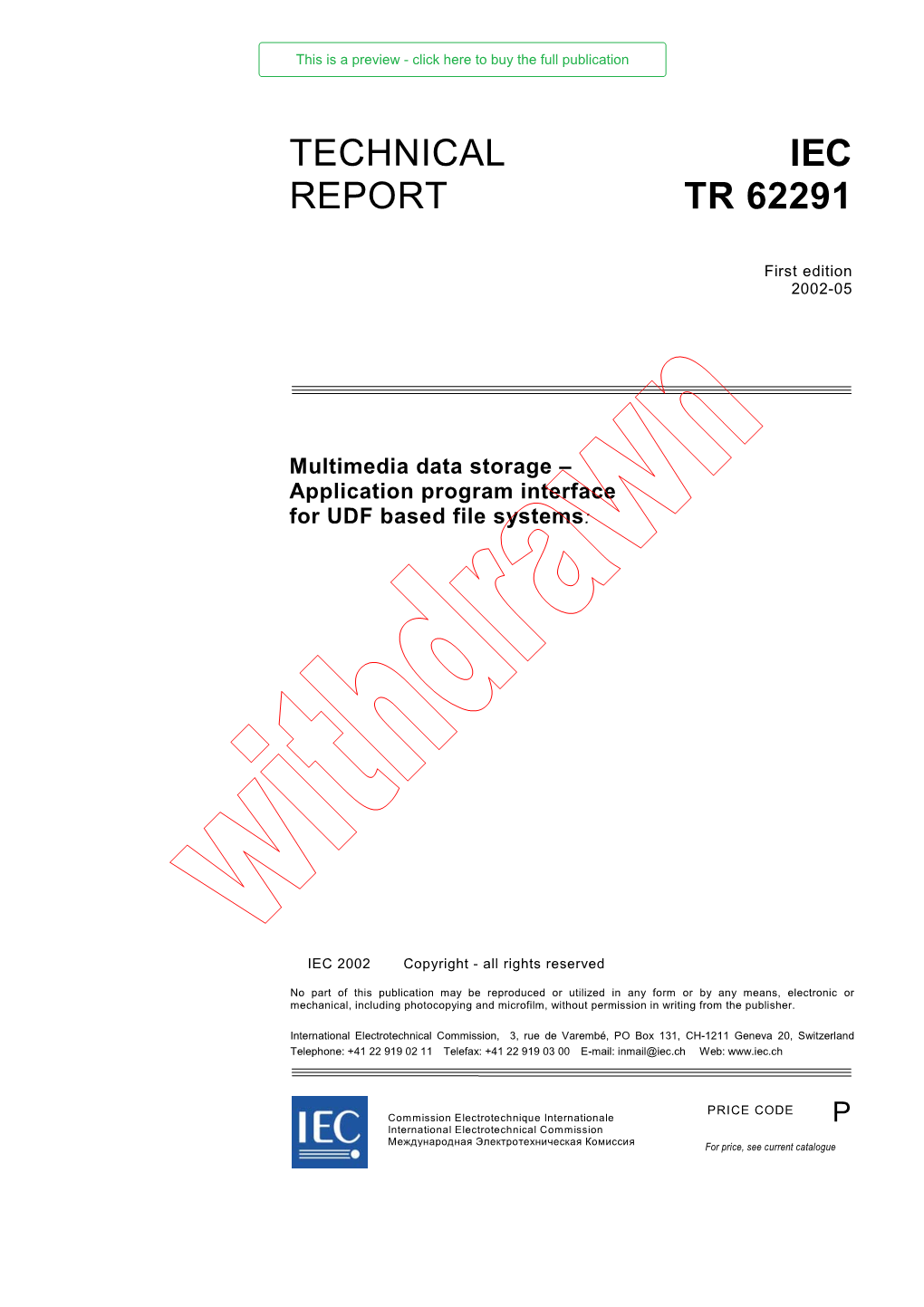 Technical Report Iec Tr 62291