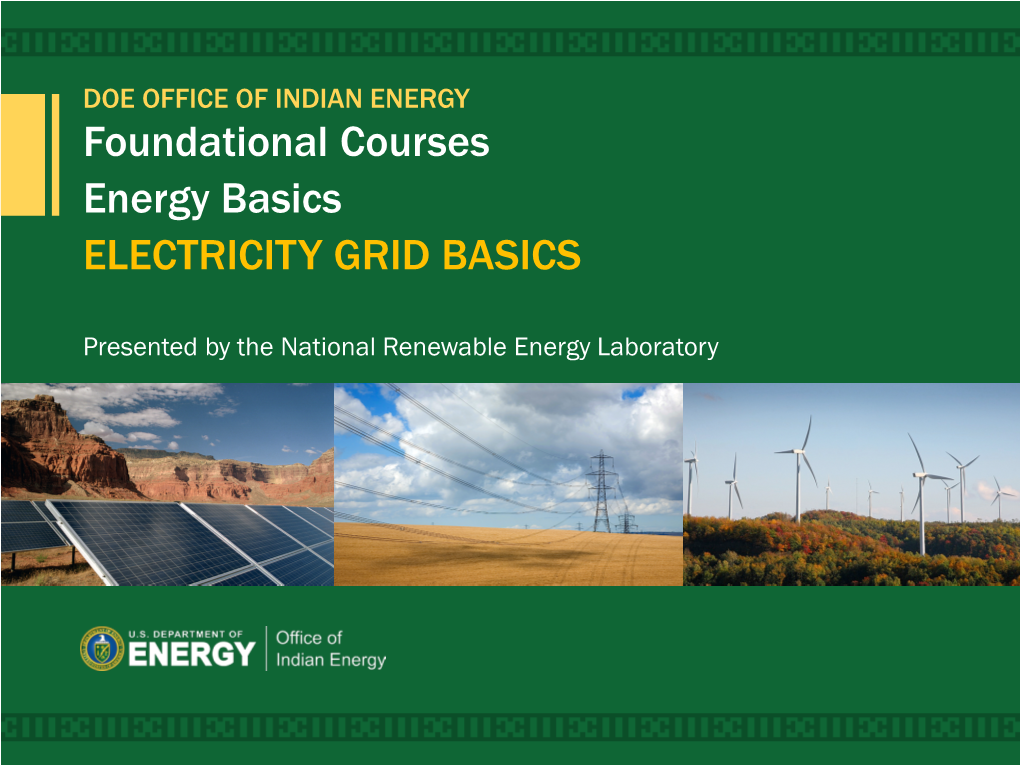 DOE Office of Indian Energy Foundational Course on Electricity