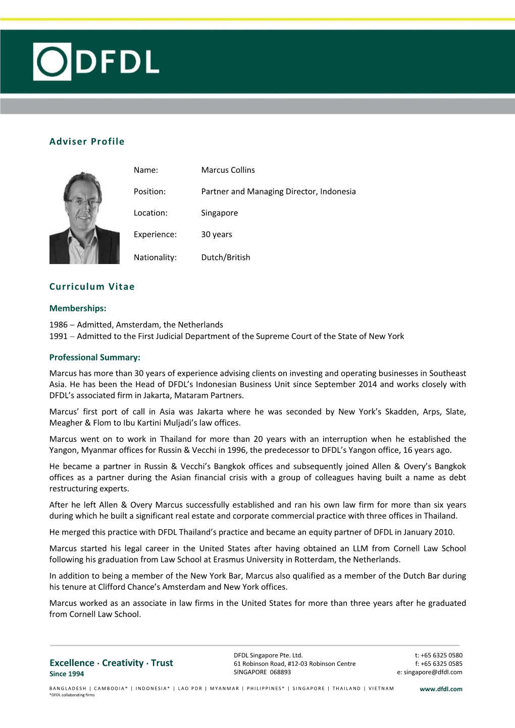 Marcus Collins CV