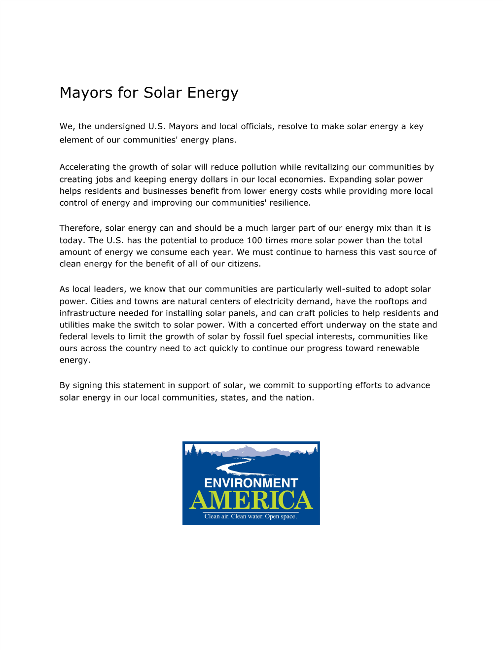 Mayors for Solar Energy