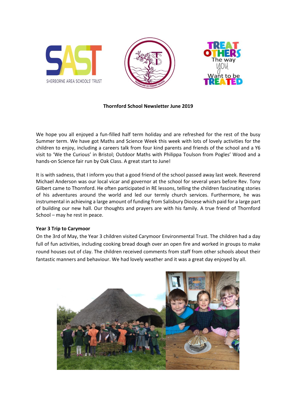 Thornford School Newsletter June 2019 We Hope You All Enjoyed A