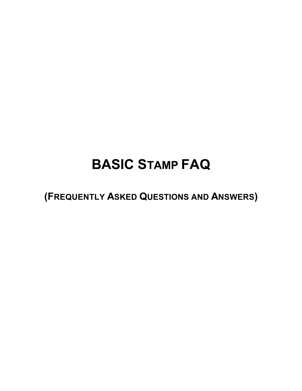Basic Stamp Faq