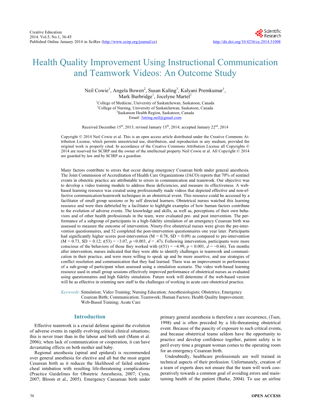 Health Quality Improvement Using Instructional Communication and Teamwork Videos: an Outcome Study