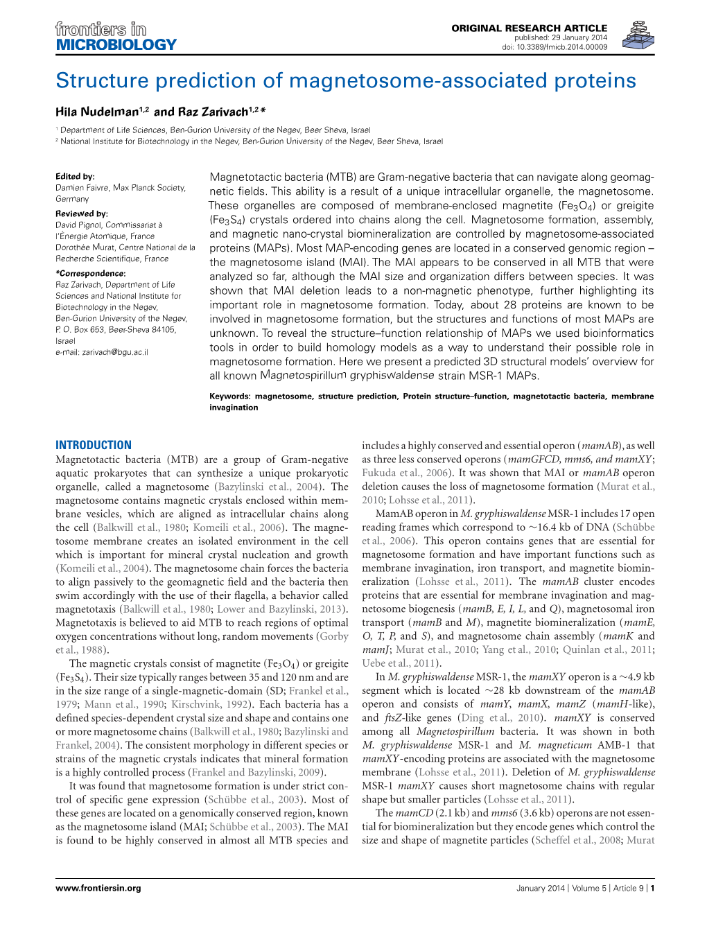 Structure Prediction of Magnetosome-Associated Proteins