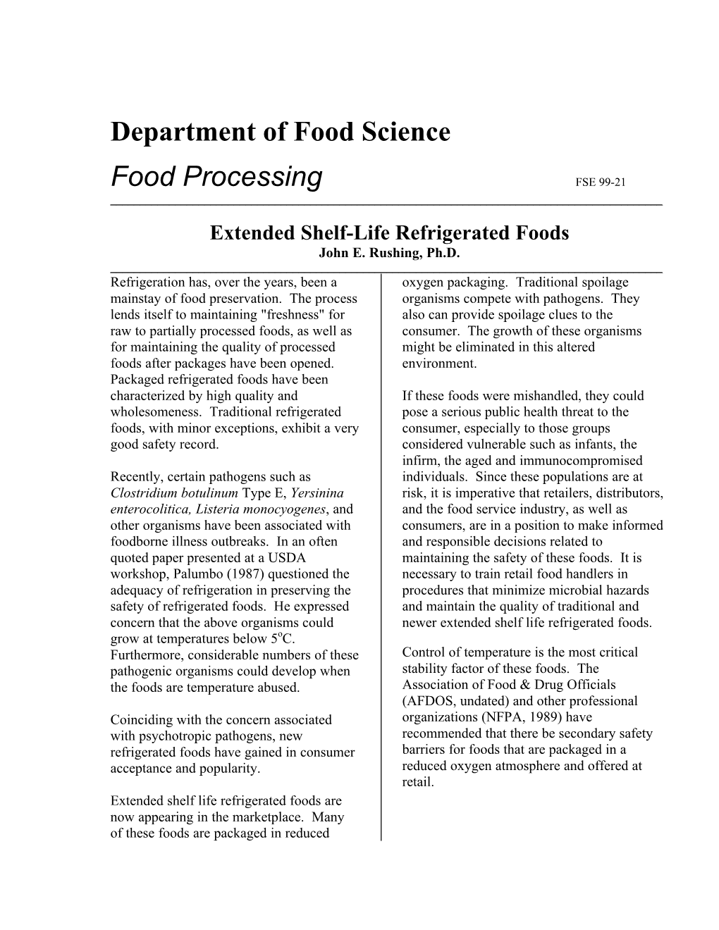 Extended Shelf-Life Refrigerated Foods John E