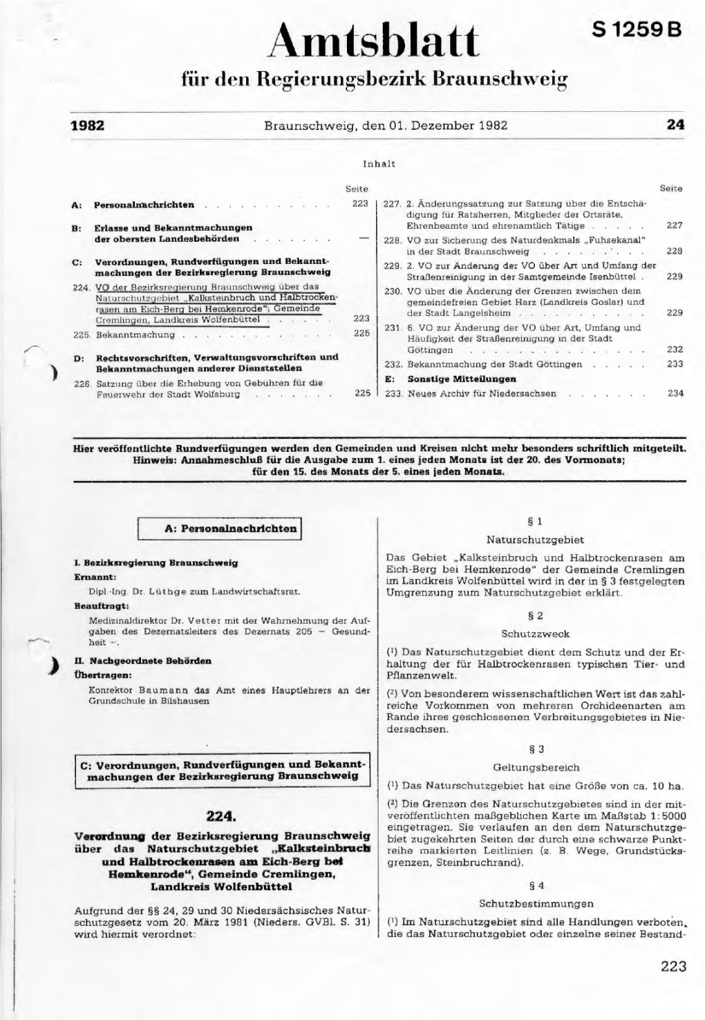 Amtsblatt 51259B Für Den Regierungsbezirk Braunsch"Veig