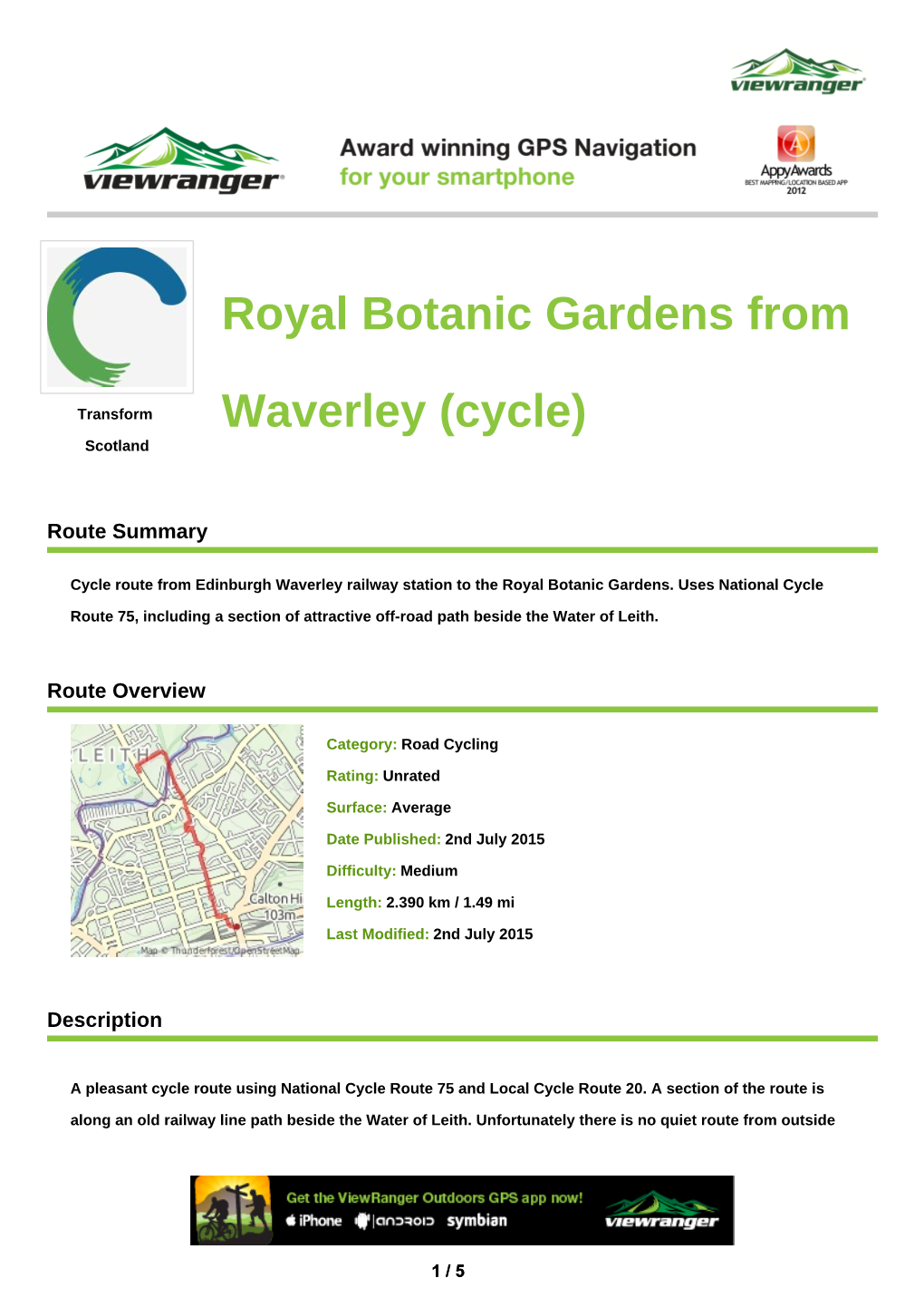 Royal Botanic Gardens from Waverley (Cycle)