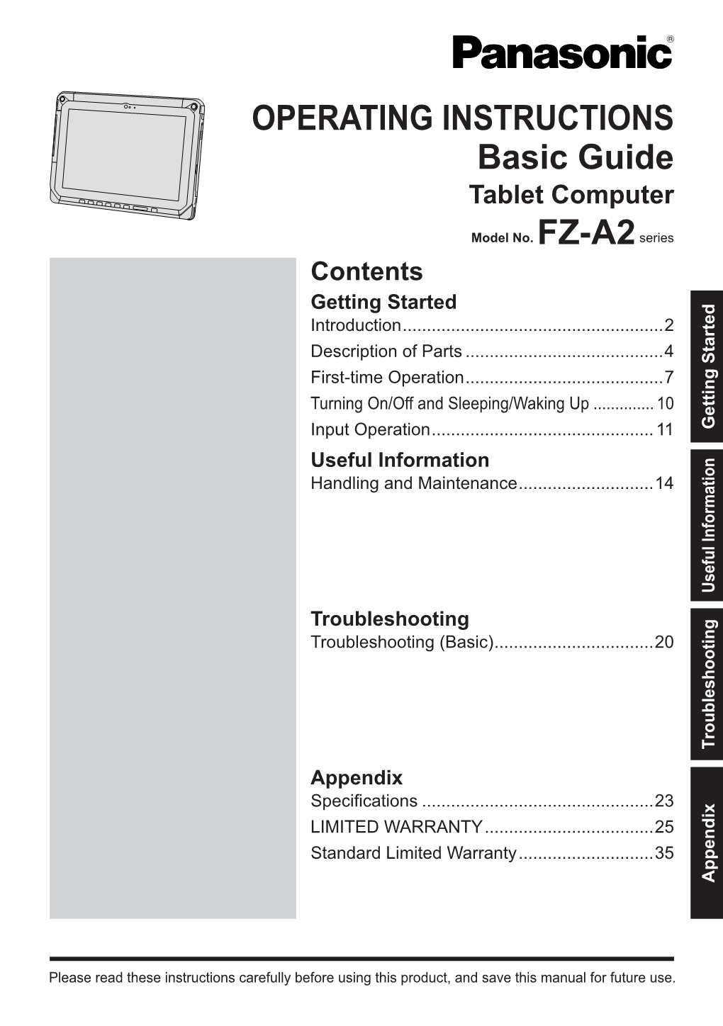 Panasonic FZ-A2 User Guide