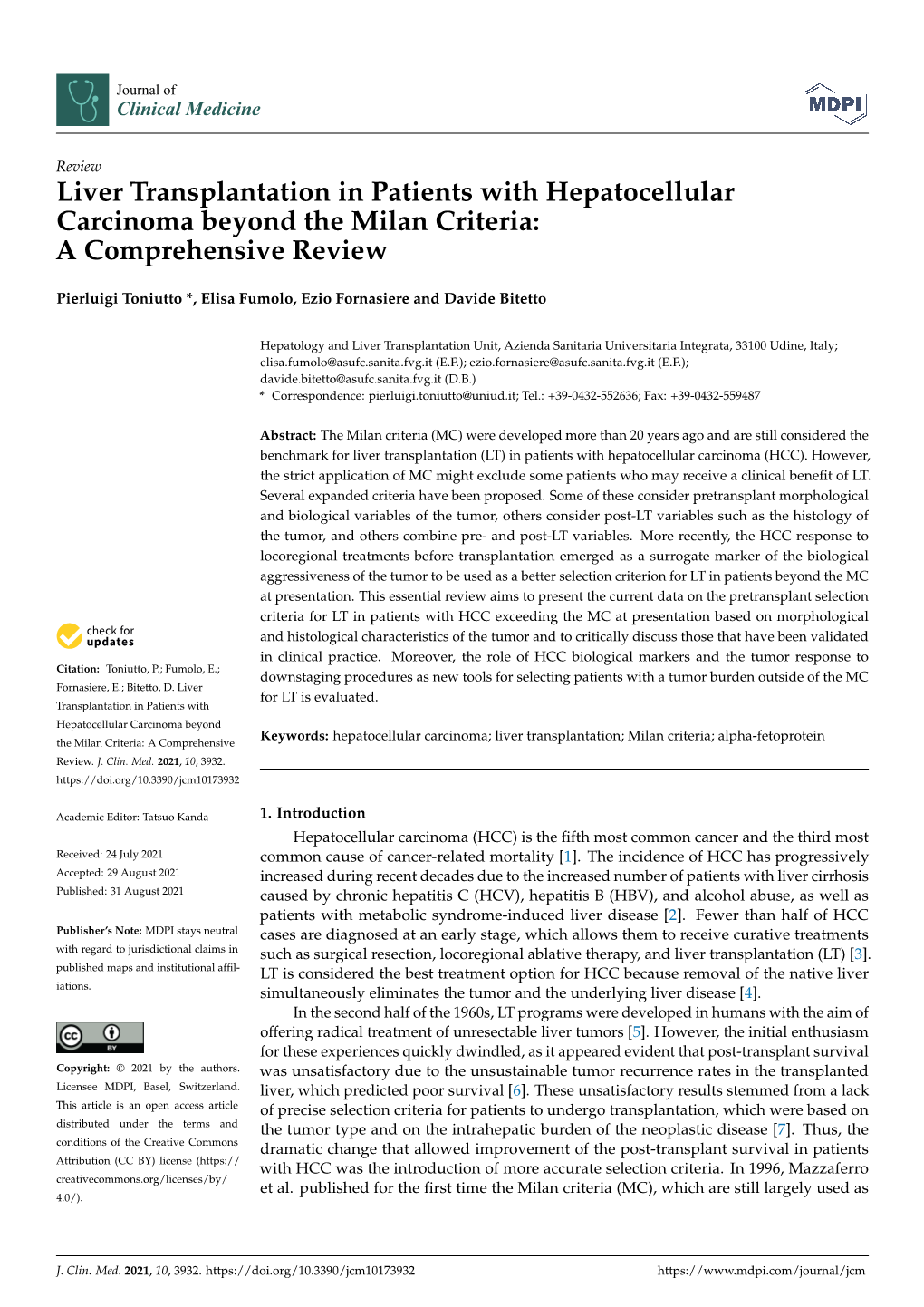 Liver Transplantation in Patients with Hepatocellular Carcinoma Beyond the Milan Criteria: a Comprehensive Review