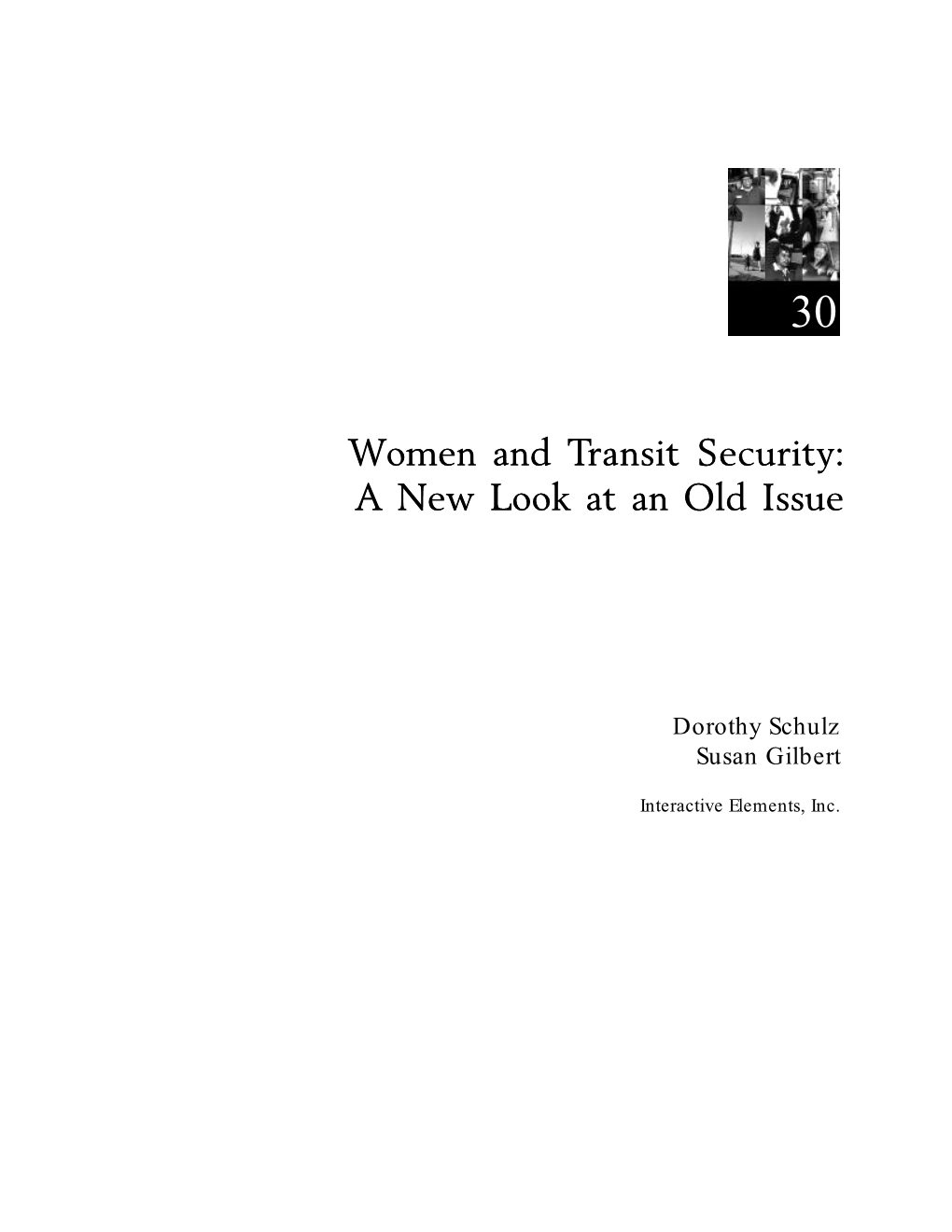 Women and Transit Security: a New Look at an Old Issue