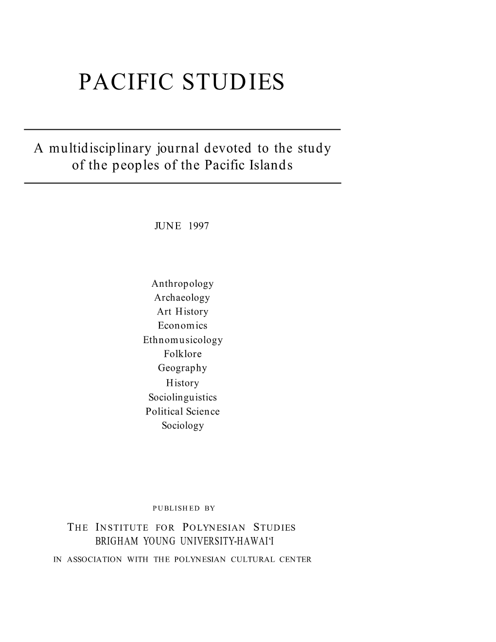 Vol. 20 No. 2 Pacific Studies