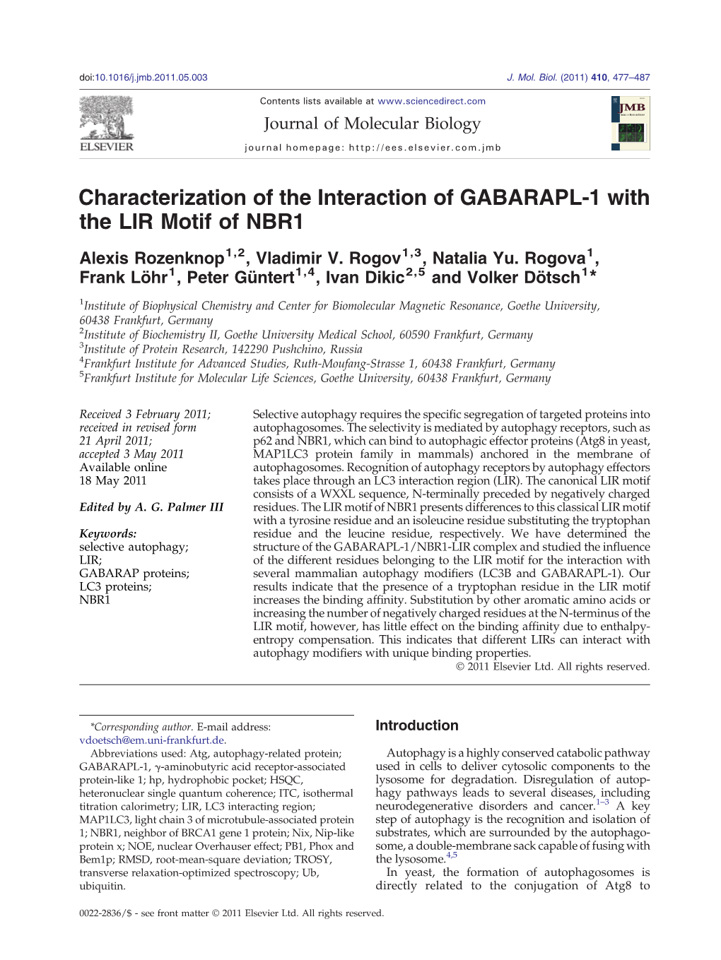 Characterization of the Interaction of GABARAPL-1 with the LIR Motif of NBR1