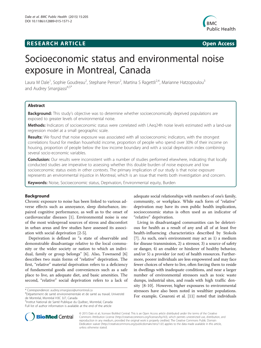 Socioeconomic Status and Environmental Noise Exposure In