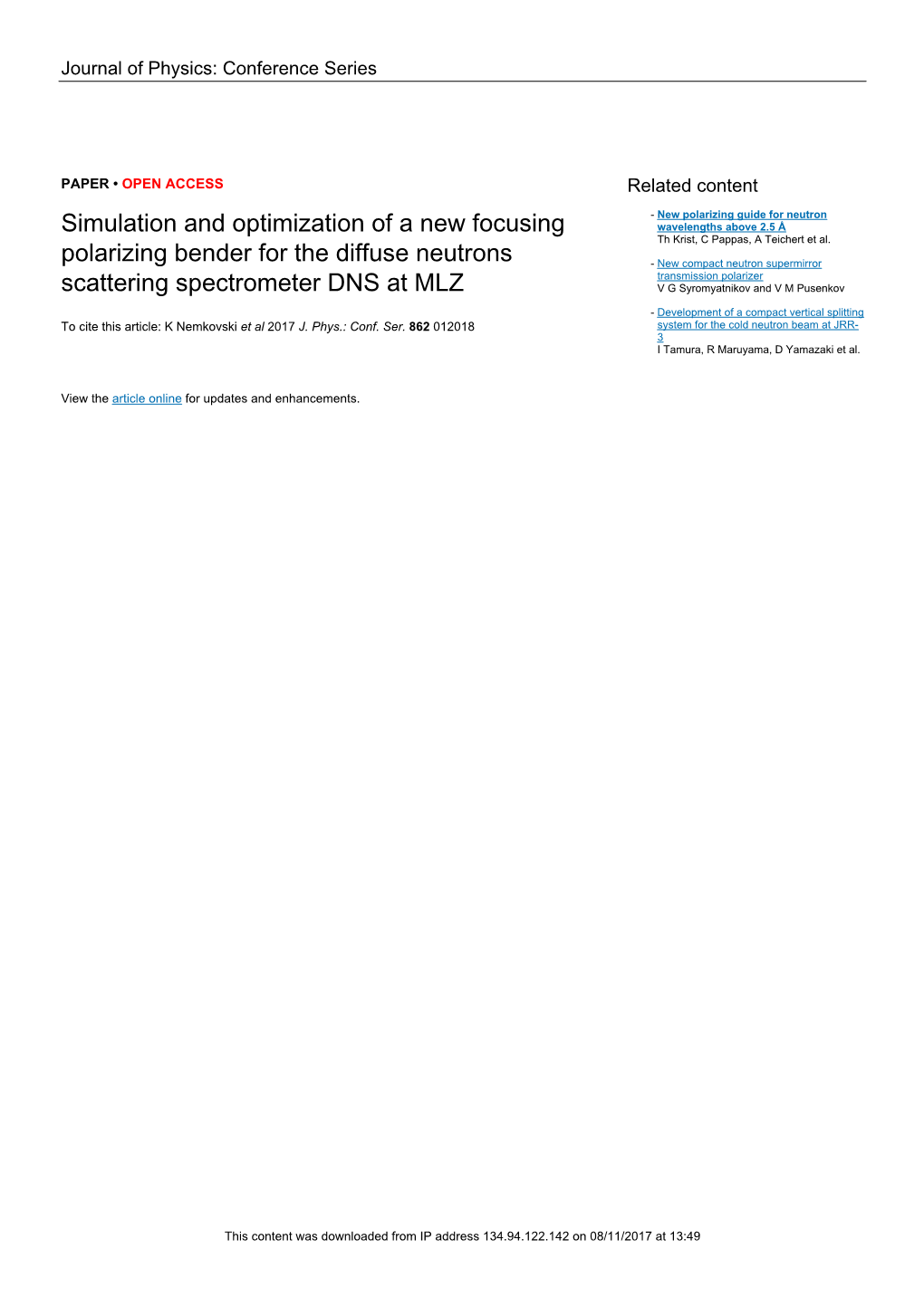 Simulation and Optimization of a New Focusing Polarizing Bender for the Diffuse Neutrons Scattering Spectrometer DNS at MLZ