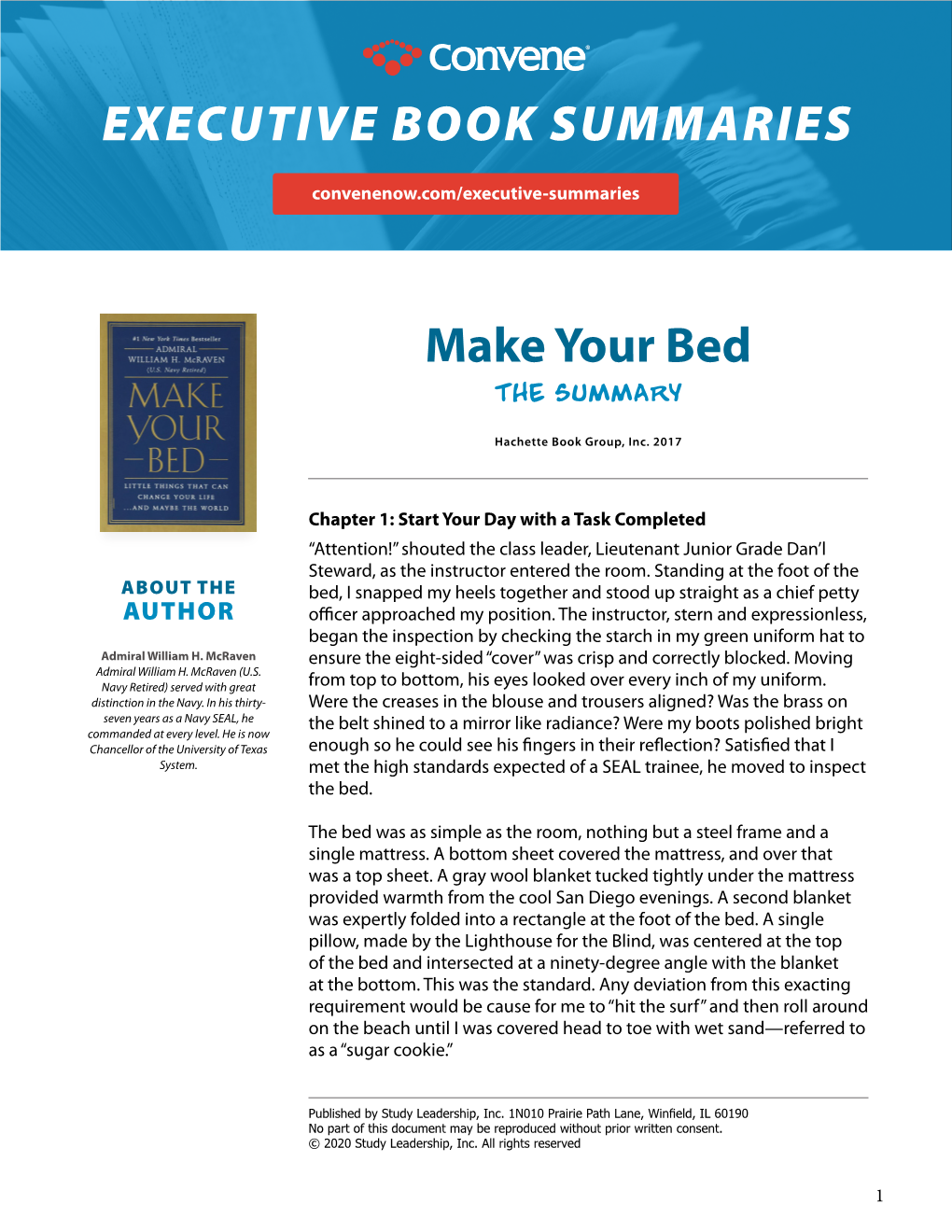 Make Your Bed EXECUTIVE BOOK SUMMARIES