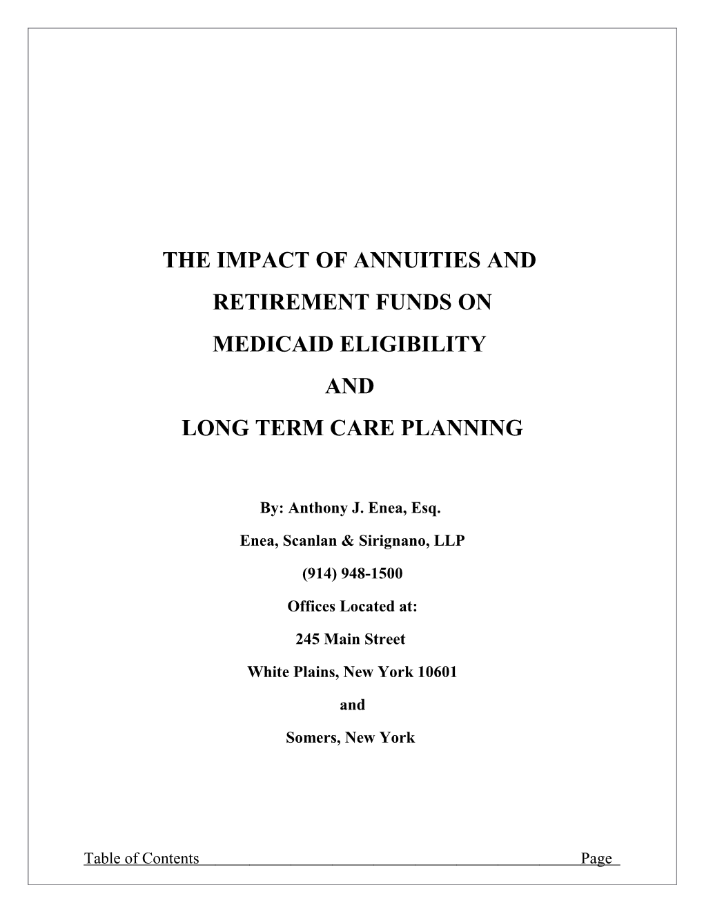 The Impact of Annuities And