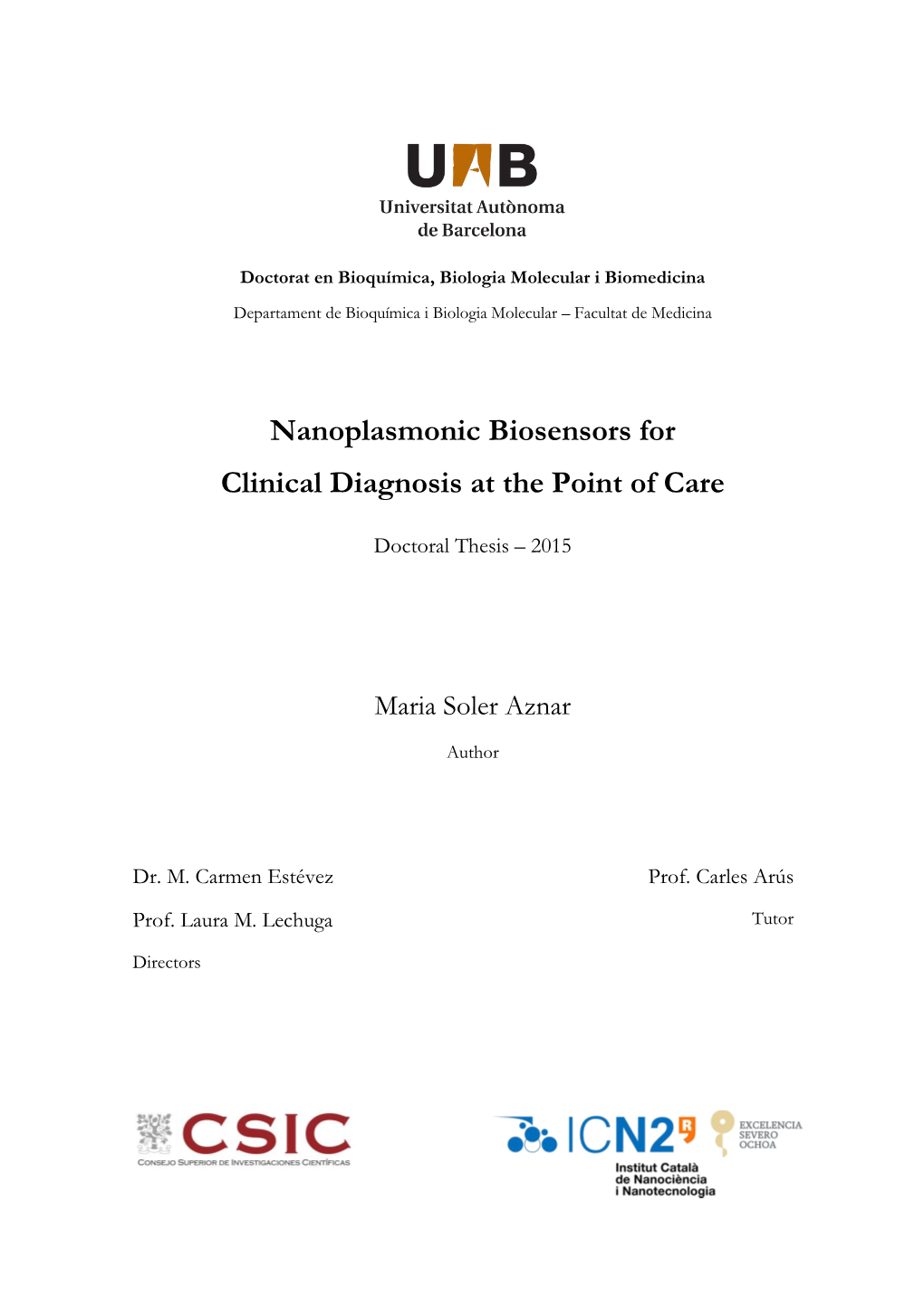 Nanoplasmonic Biosensors for Clinical Diagnosis at the Point of Care