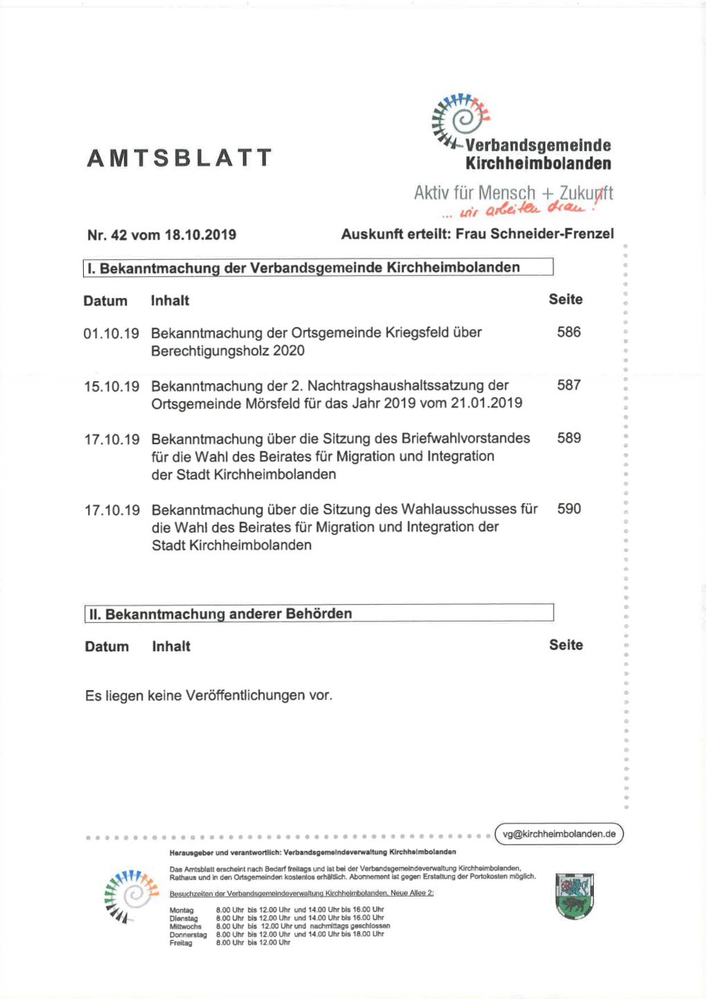 AMTSBLATT Klrch Helmbolanden Aktiv Für Mensch + Zukunft