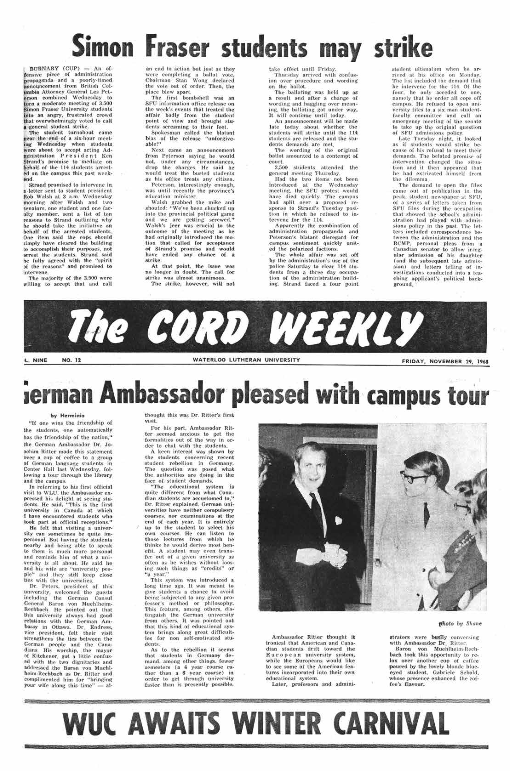 The Cord Weekly (November 29, 1968)