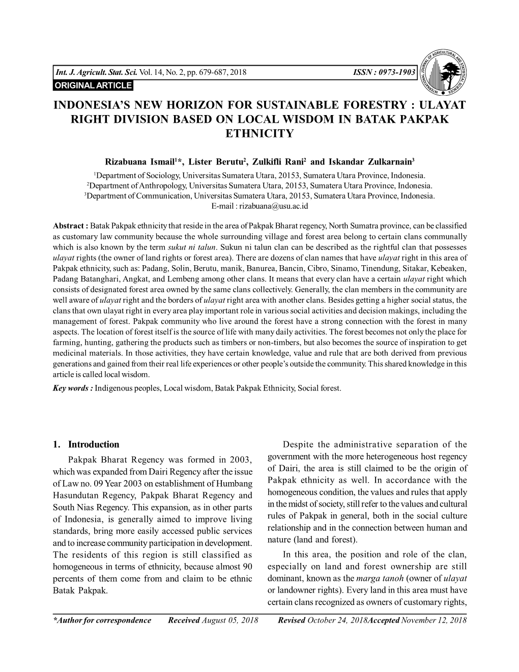 Ulayat Right Division Based on Local Wisdom in Batak Pakpak Ethnicity