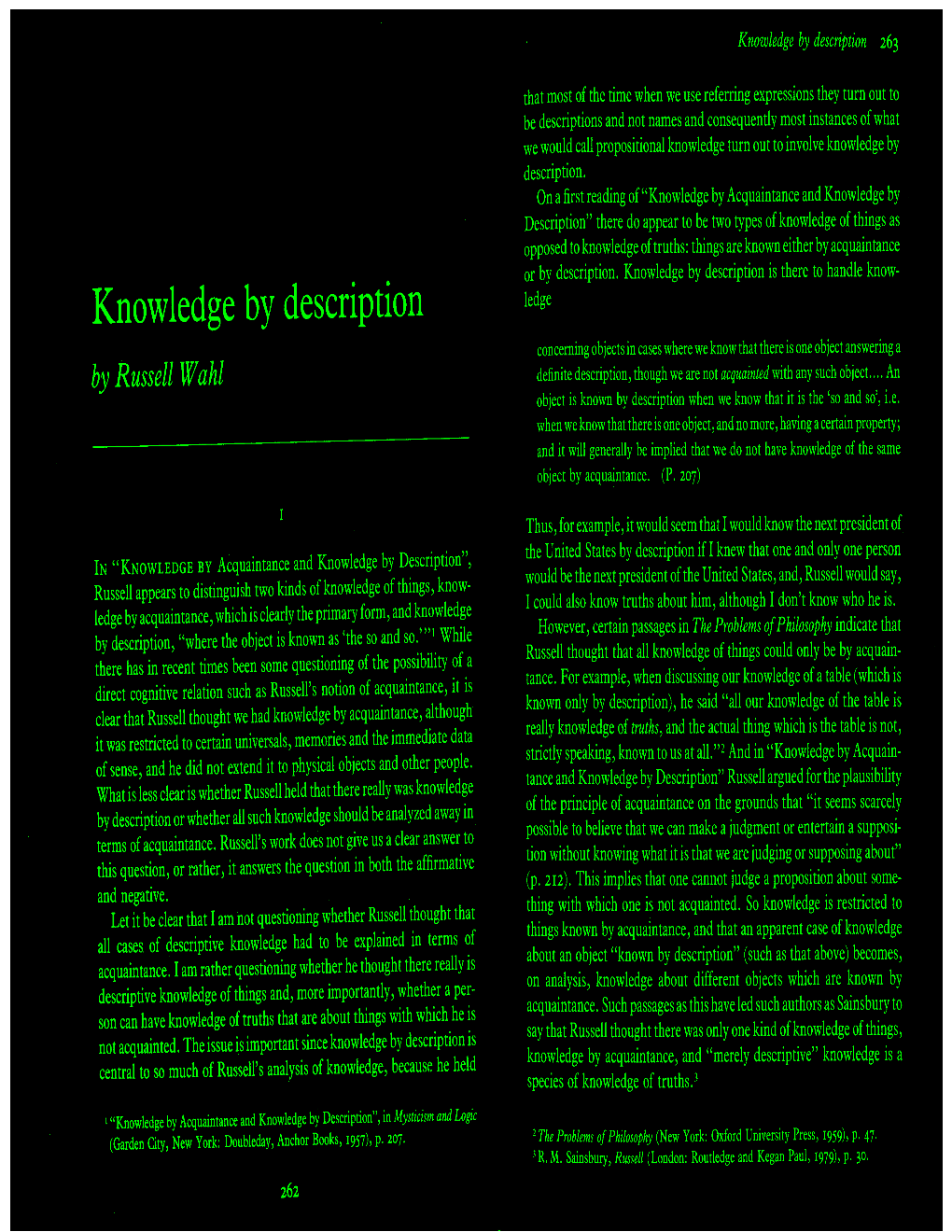 Knowledge by Description 263